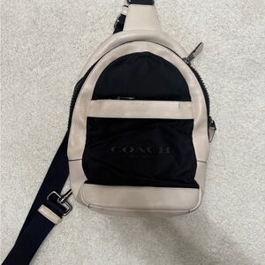 COACH Black and Cream Men's Sling Bag